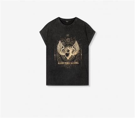 Alix LADIES KNITTED ACID WASH T-SHIRT