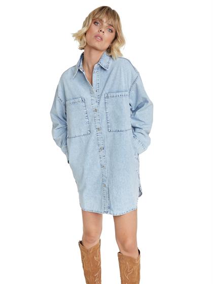 Alix ladies woven denim blouse dress