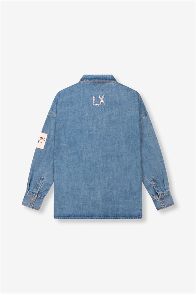 Alix LADIES WOVEN EMBELLISHED DENIM BLOUSE