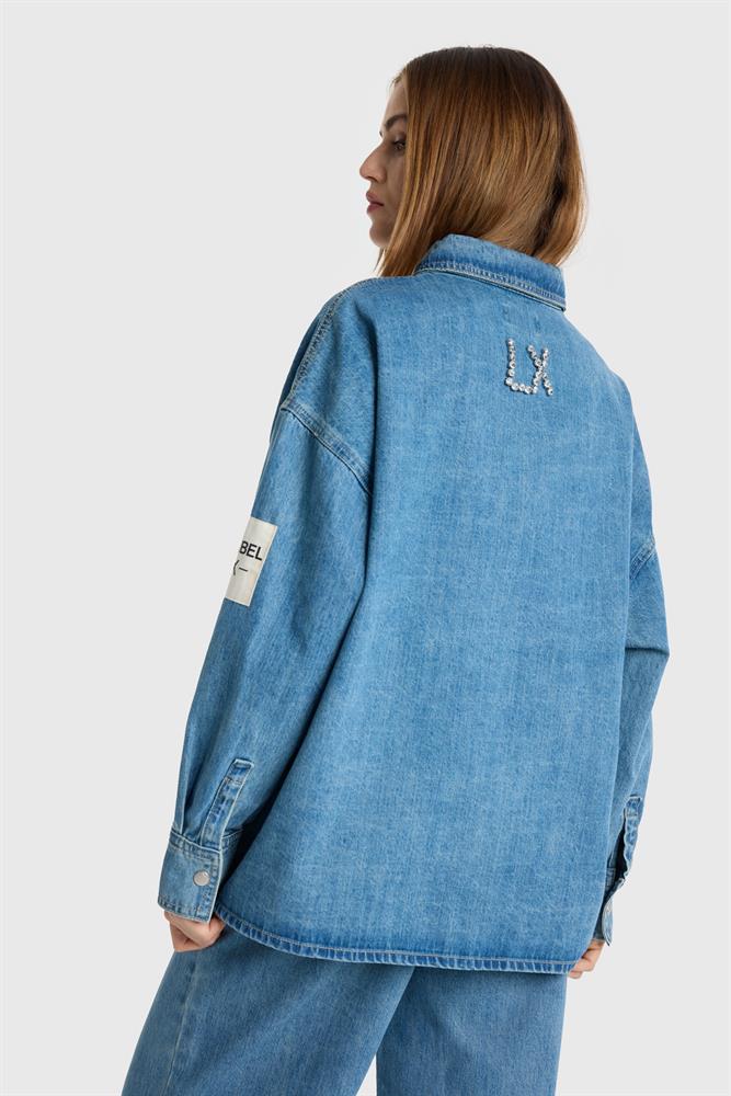 Alix LADIES WOVEN EMBELLISHED DENIM BLOUSE