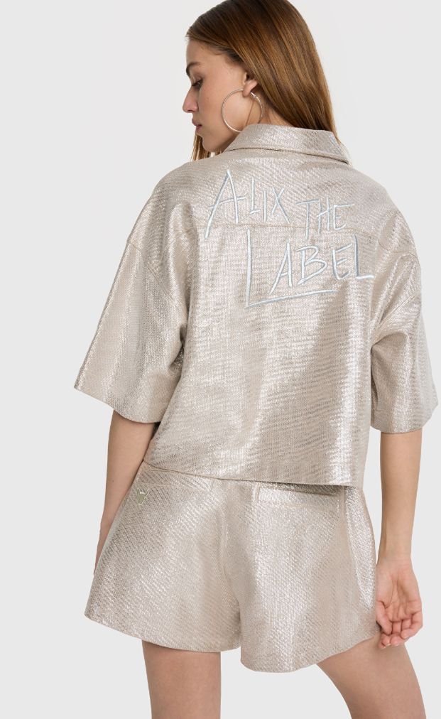 Alix LADIES WOVEN FOIL CROPPED BLOUSE