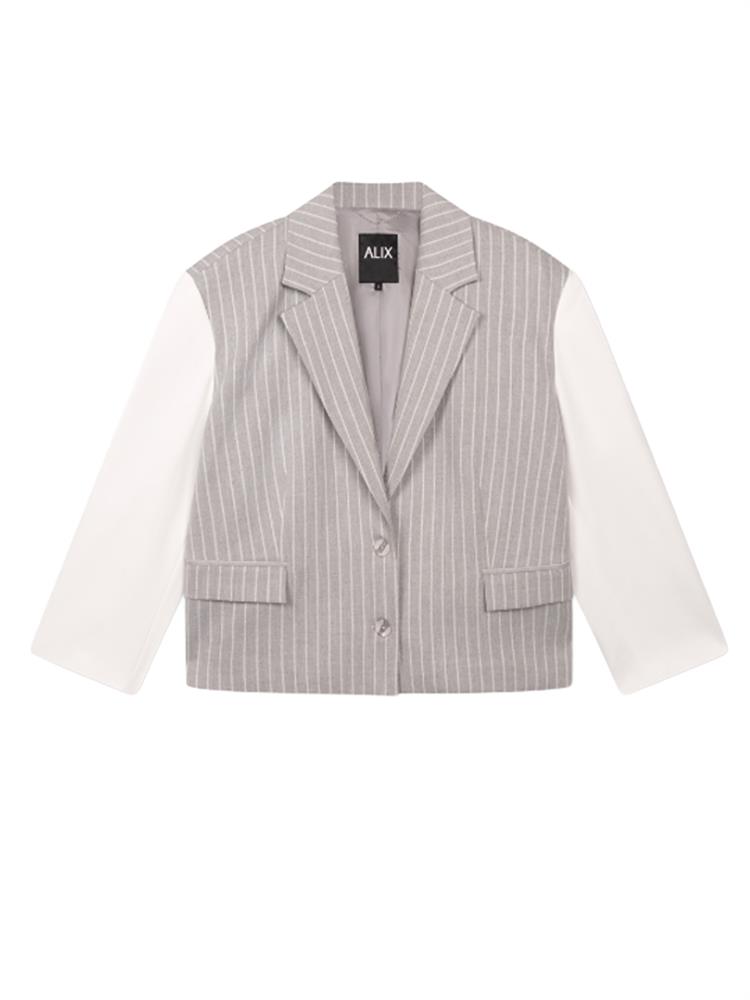 Alix LADIES WOVEN PINSTRIPE CROPPED BLAZER