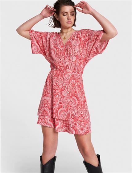 Alix LADIES WOVEN REFINED LINE FAKE WRAP MINI DRESS