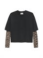 Catwalk Junkie Loose fit Tshirt with leopard mesh sleeves