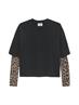 Catwalk Junkie Loose fit Tshirt with leopard mesh sleeves