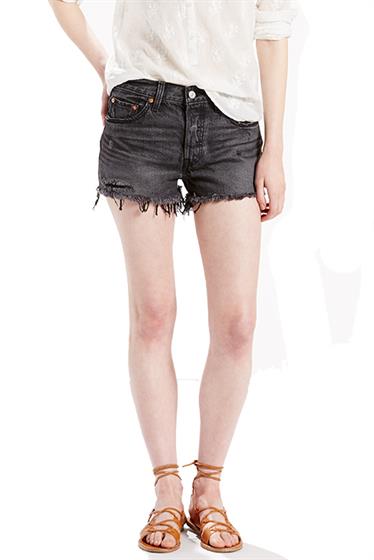 Levi's 501 SHORT SLASHED BLACK