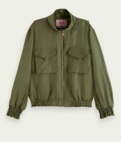 Maison Scotch Short inbetween jacket in linen ble