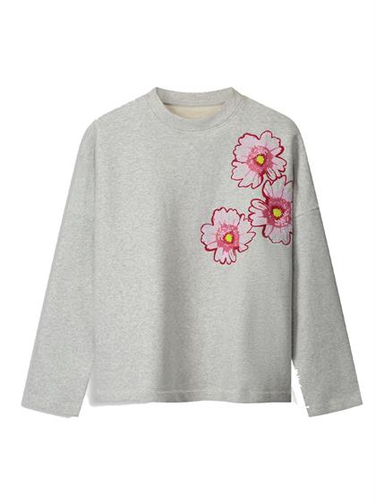 Pom Amsterdam SWEATER - Floral Grey Melange