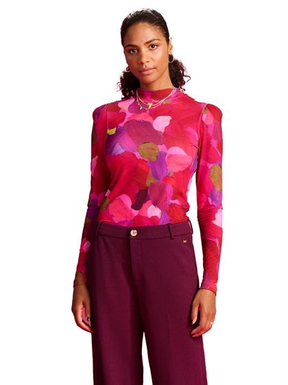 Pom Amsterdam TURTLENECK BRUSHWORK FIERY PINK