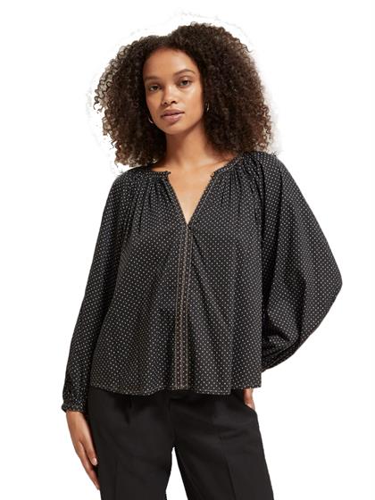 Scotch & Soda Balloon sleeve embroidered top