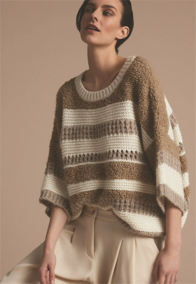 SUMMUM Boxy sweater multi yarn mix knit