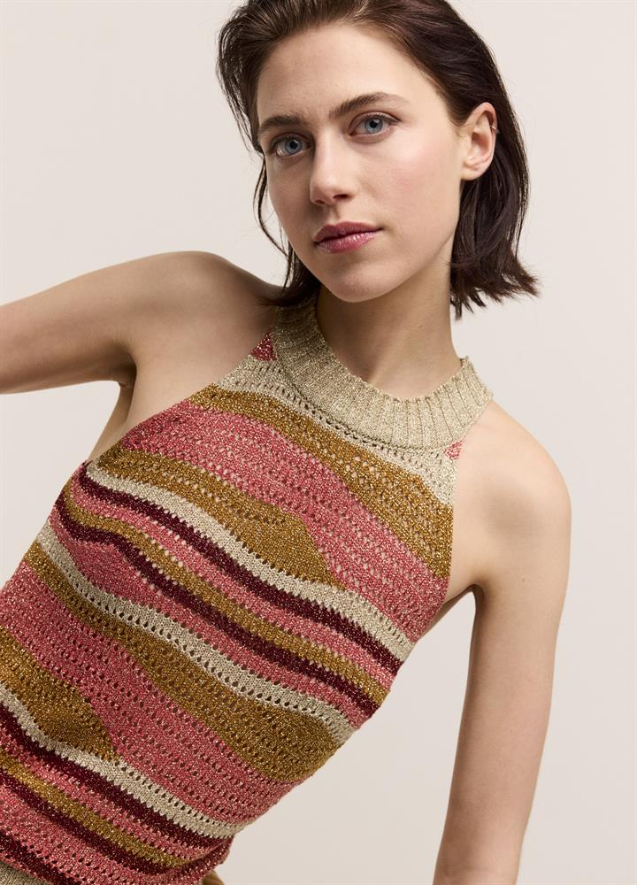 SUMMUM Halter top lurex swirl knit