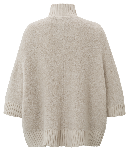 Yaya Boucle cardigan with rib detai
