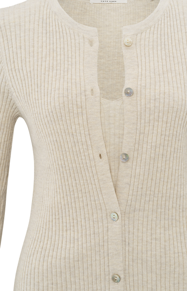 Yaya Faux layered ribbed cardigan