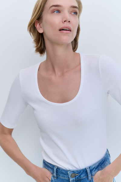 Yaya Geribd T-shirt met ronde hals