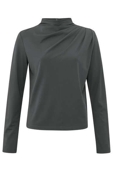 Yaya High neck top with pleated sho