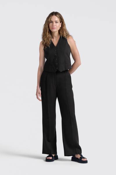 Yaya Linen-blend trousers