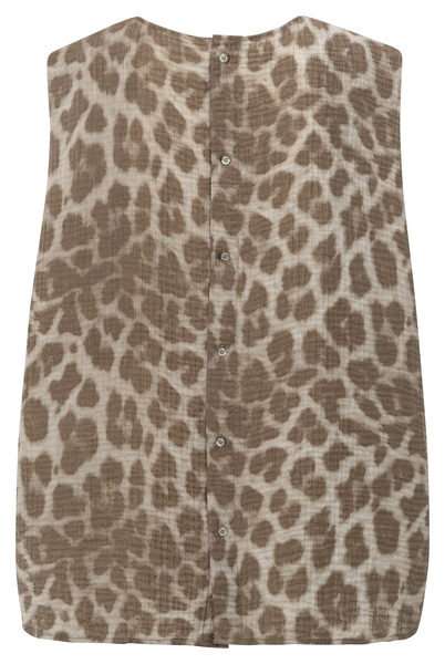 Yaya Mouwloze top met luipaardprint