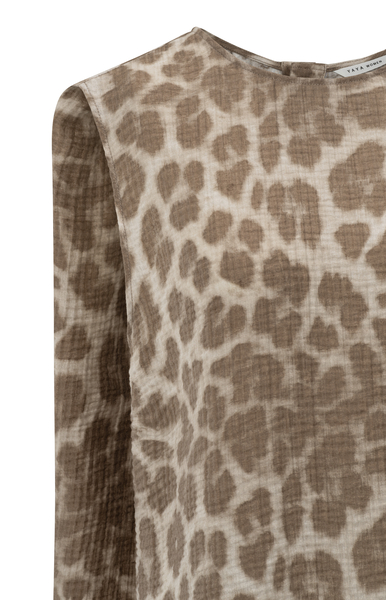 Yaya Mouwloze top met luipaardprint