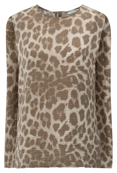 Yaya Mouwloze top met luipaardprint
