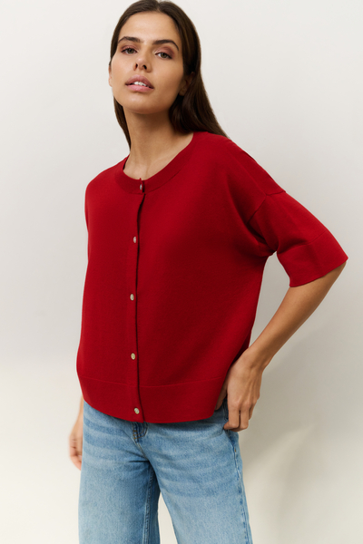 Yaya Oversized fijngebreid vest