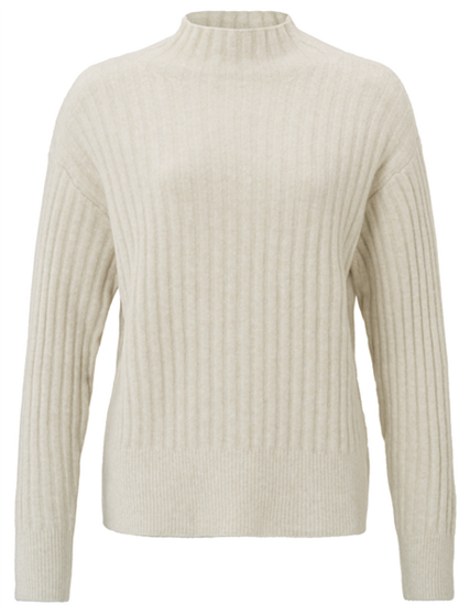 Yaya Rib high neckline sweater ls