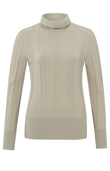 Yaya Rib high neckline sweater ls