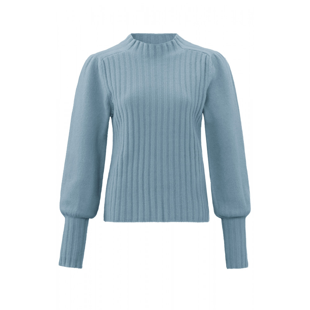Yaya Rib mixed puff sleeve sweater