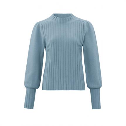 Yaya Rib mixed puff sleeve sweater