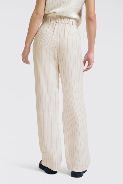 Yaya Striped linen-blend trousers