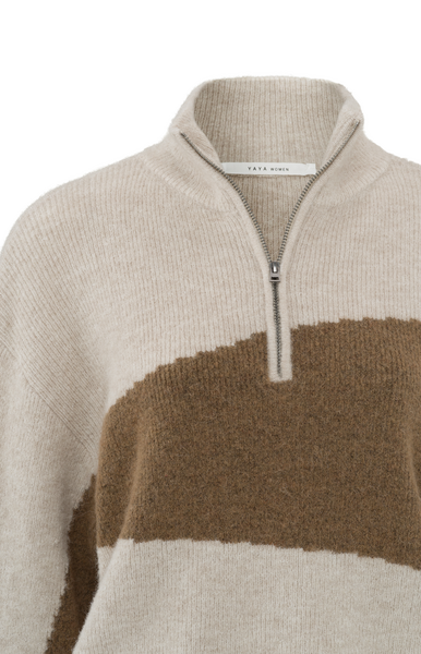 Yaya Sweater with collar and zipper