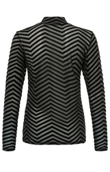 Yaya Velvet print mesh top