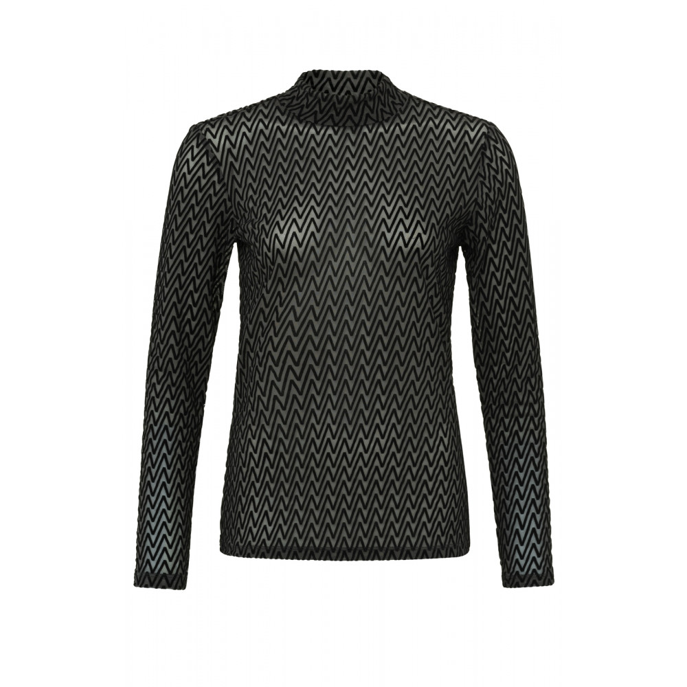 Yaya Velvet print mesh top