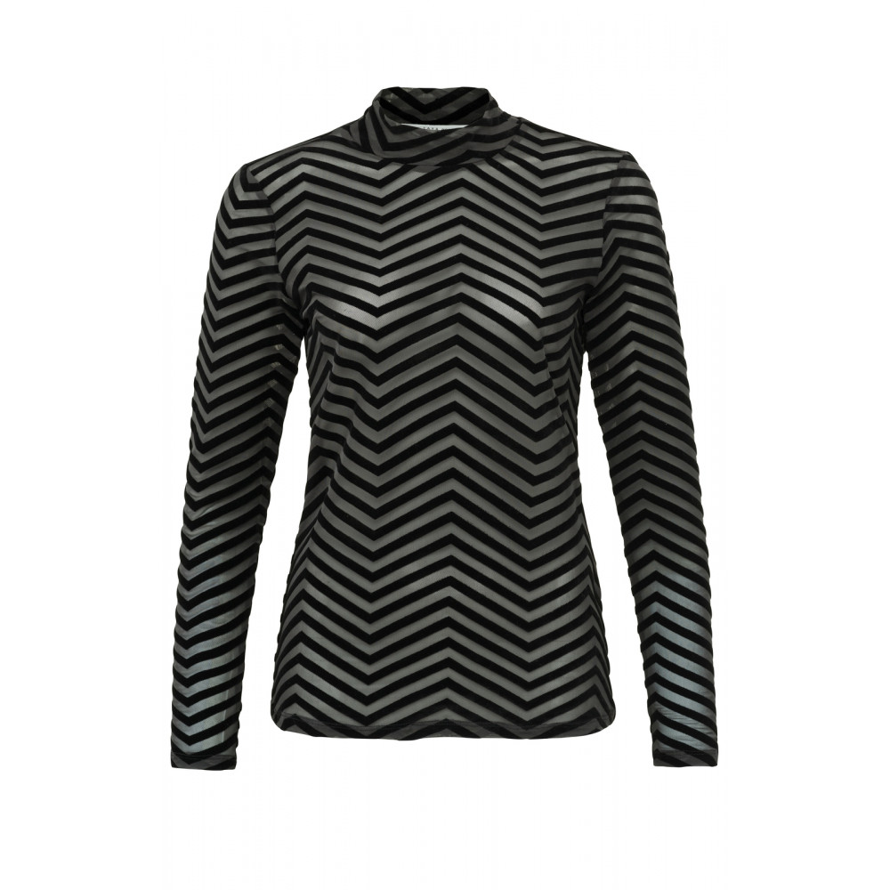 Yaya Velvet print mesh top