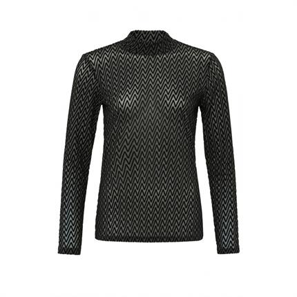 Yaya Velvet print mesh top