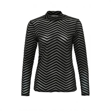 Yaya Velvet print mesh top